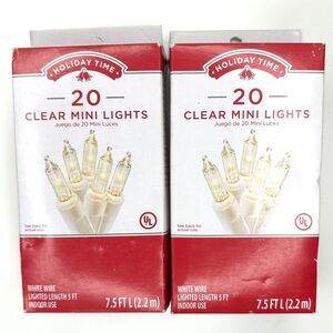 20 Clear Mini Lights w/White Cord String Lights Lot of 2 (two)
